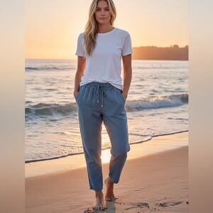 J.McLaughlin Sunny Chambray Pull-On Paperbag Waist Pants XS